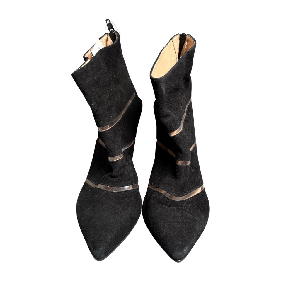 Brenda Zaro Black Suede‎ Leather Cutout Ankle Booties – Women’s Size 8.5